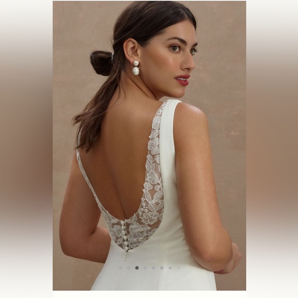 Jenny by Jenny Yoo Portia Square-Neck Fit & Flare Crepe Wedding Gown - Picture 3 of 10